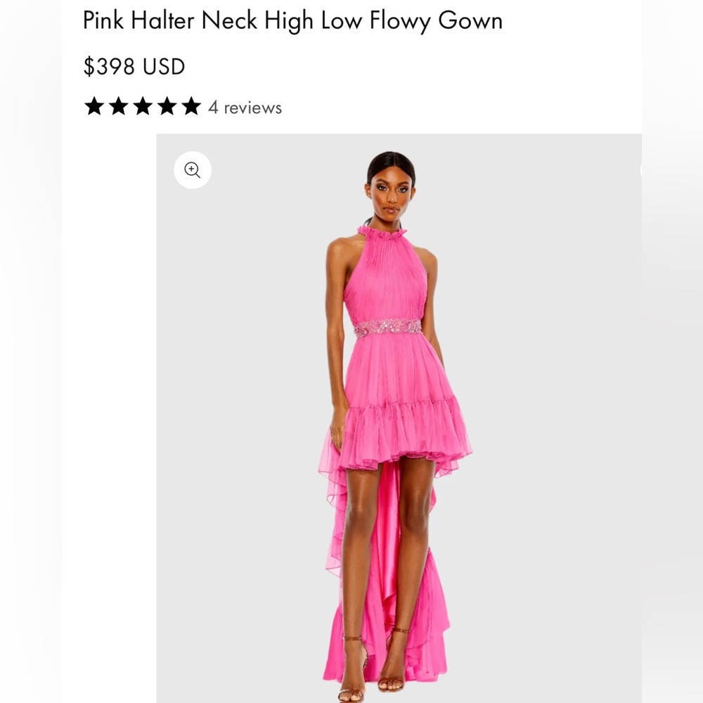 Mac Duggal Pink High Low Halter Neck Gown